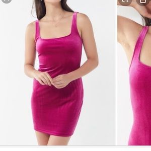 NWT UO purple/pink velvet square neck dress